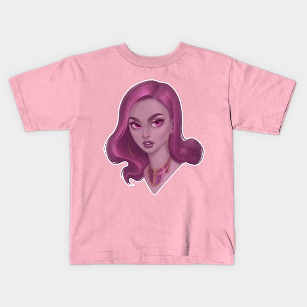 Magenta Girl Kids T-Shirt by fabiobottega